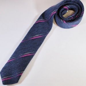 VTG Christian Dior Wool Tie Blue w Pink Swipe, EUC